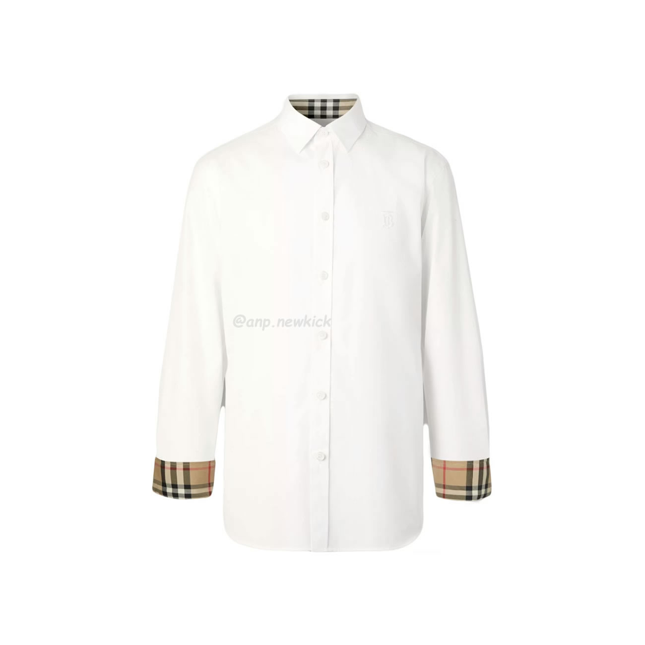 Burberry Slim Fit Monogram Motif Stretch Cotton Poplin Shirt Black White Fw21 80323081 (6) - www.newkick.org